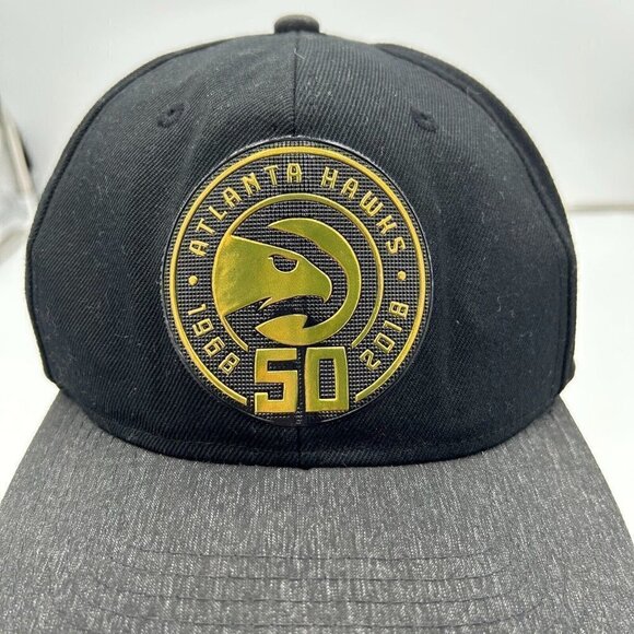 NBA Atlanta Hawks Zephyr Black/Gold Cap Hat Arena Exclusive Snapback 3D Logo - Picture 2 of 8